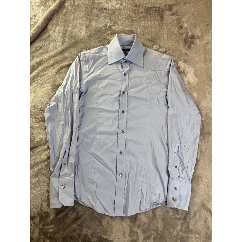 Gucci Dress Shirt Mens Size 15 38 15 Light Blue Long Sleeve Button Front Stretch